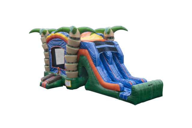 Tropical Oasis Combo Bounce House with Slide