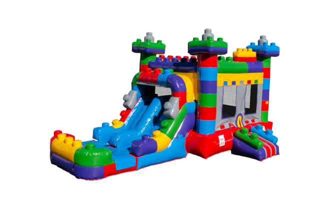 Building Block Combo Bounce House with Slide