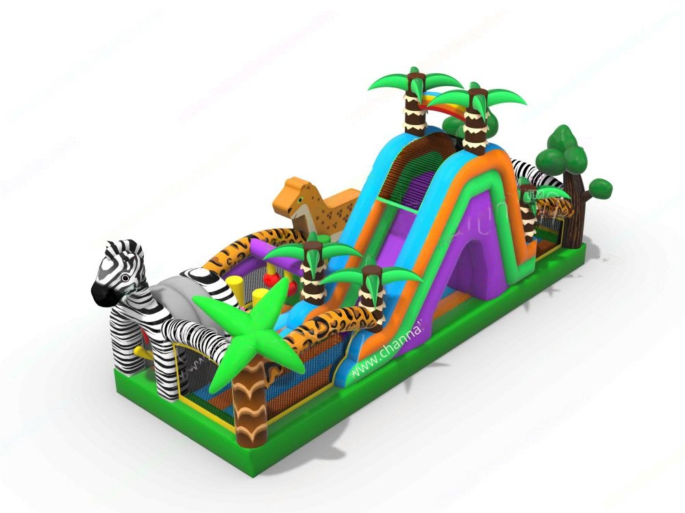African Animals Inflatable Obstacle Course